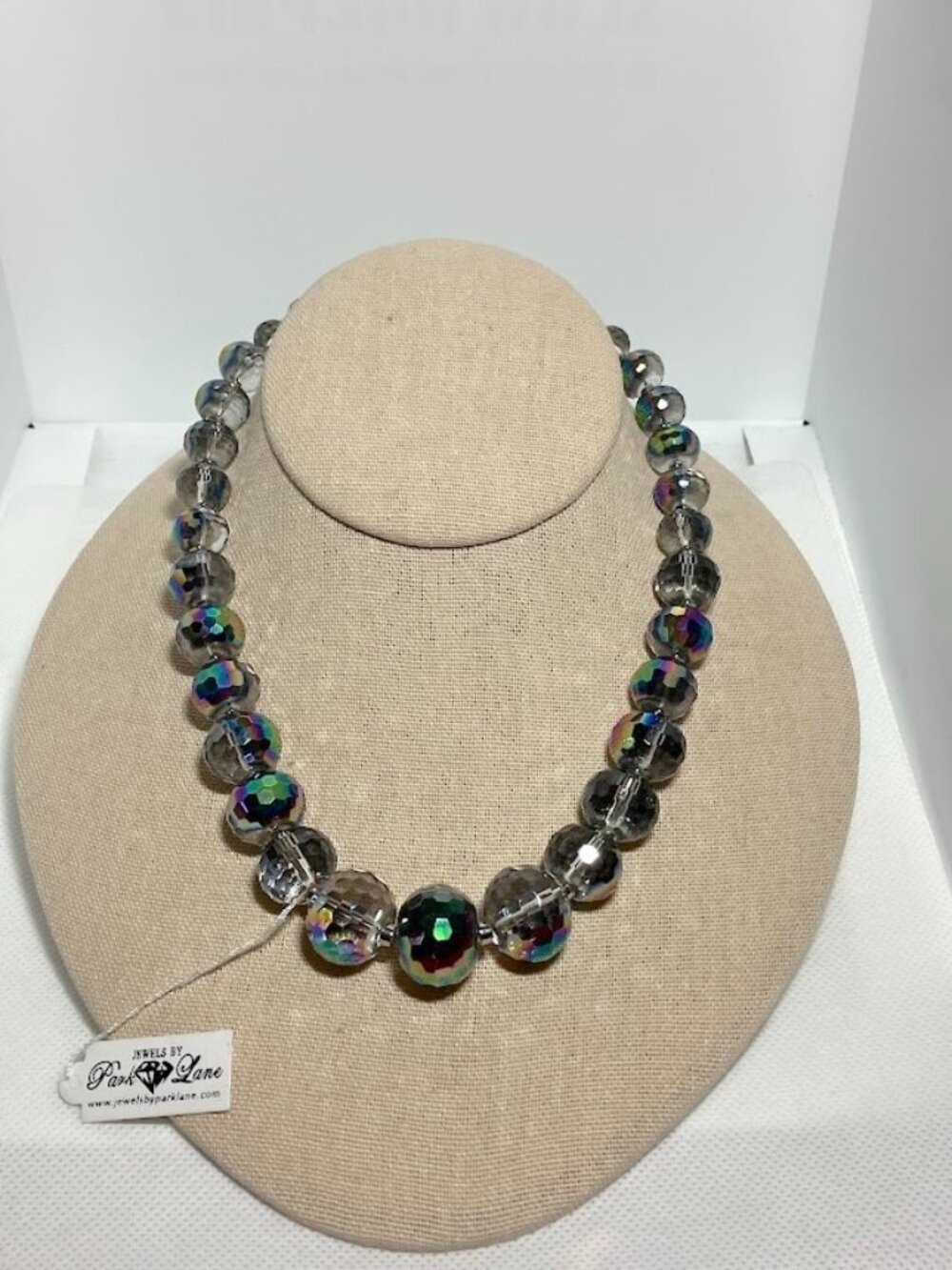 Park Lane Vintage Statement Necklace Graduated Chunky Faceted Crystal Beads AB